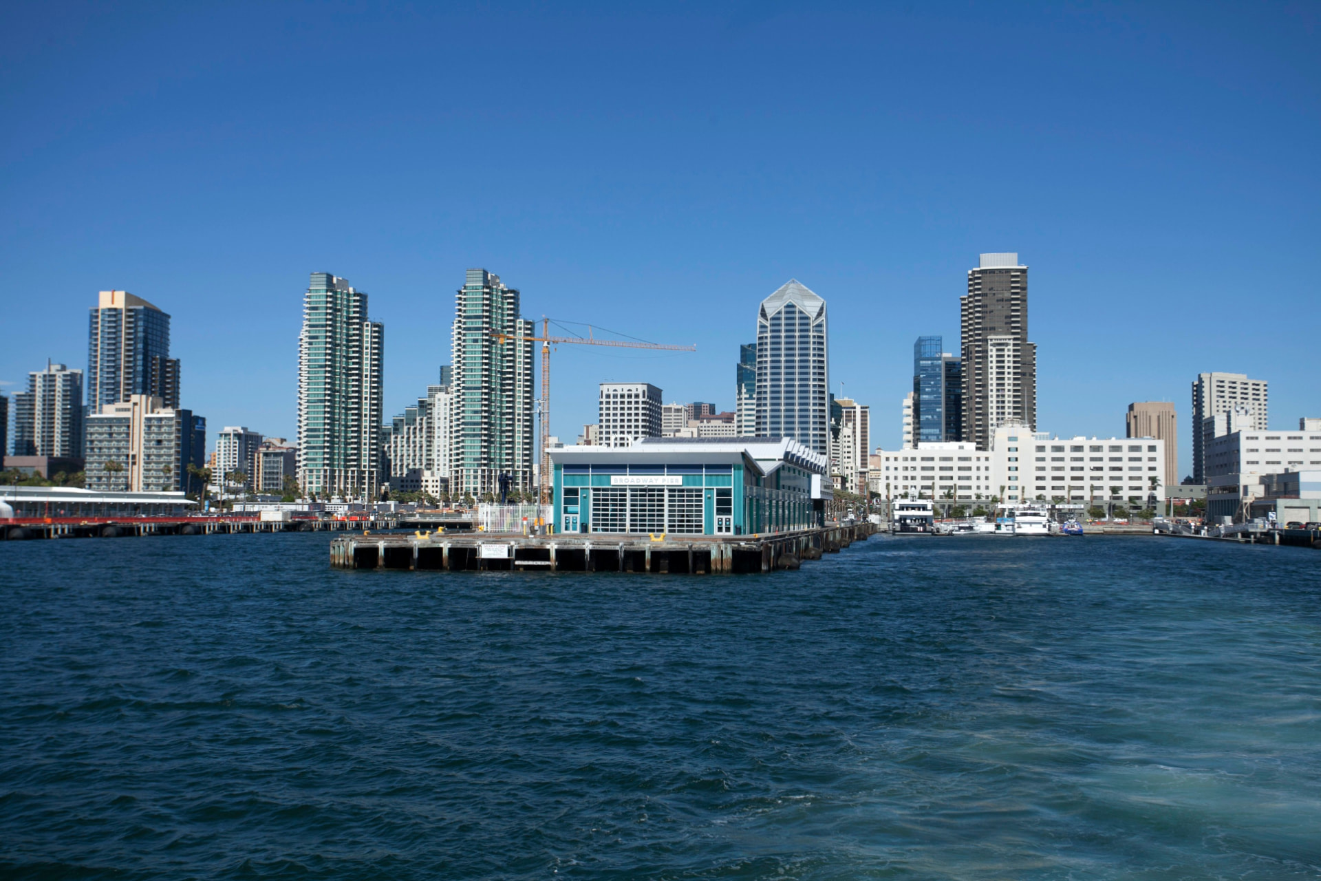 The San Diego waterfront and downtown skyline from the bay