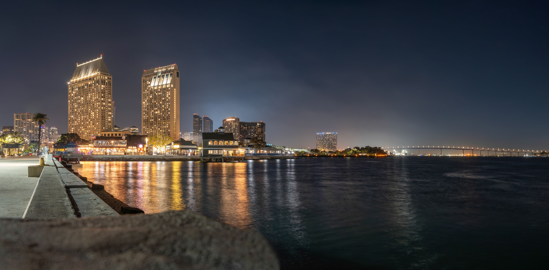 San Diego harbor at night